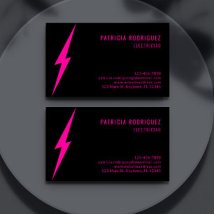 Modern Neon Pink Lighting Custom Electrician  Business Card