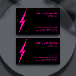 Modern Neon Pink Lighting Custom Electrician  Business Card