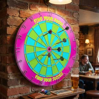 Modern Neon Pink & Lime Green "Find Your Focus" Dartboard