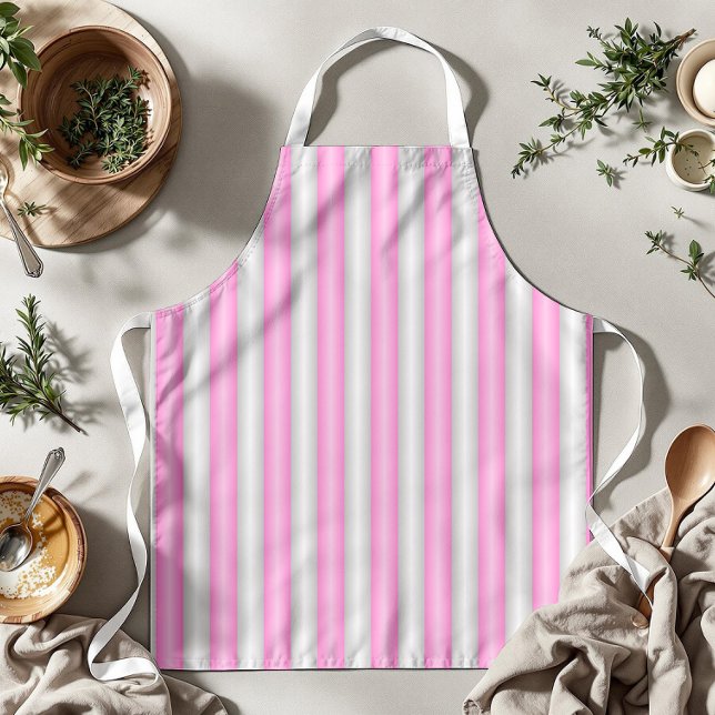 Modern Neon Pink Stripes with 3D Effect Apron (Creator Uploaded)