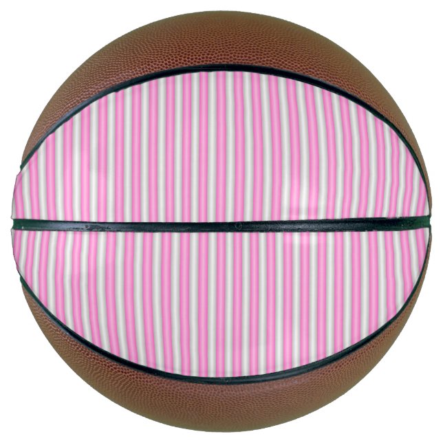 Modern Neon Pink Stripes with 3D Effect Basketball (Front)