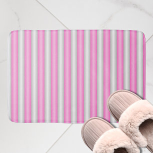 Modern Neon Pink Stripes with 3D Effect Bath Mat