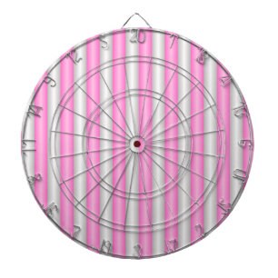 Modern Neon Pink Stripes with 3D Effect Dartboard
