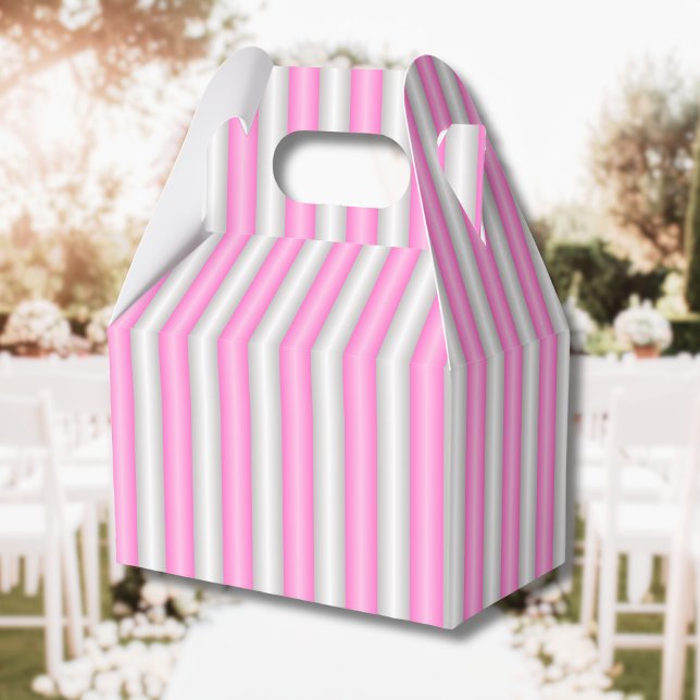 Modern Neon Pink Stripes with 3D Effect Favour Box (Creator Uploaded)
