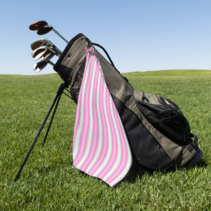 Modern Neon Pink Stripes with 3D Effect Golf Towel