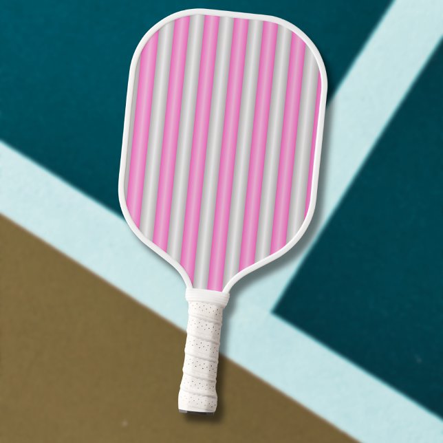 Modern Neon Pink Stripes with 3D Effect Pickleball Paddle (Creator Uploaded)