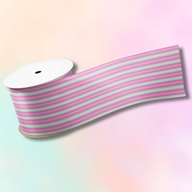 Modern Neon Pink Stripes with 3D Effect Satin Ribbon (Creator Uploaded)