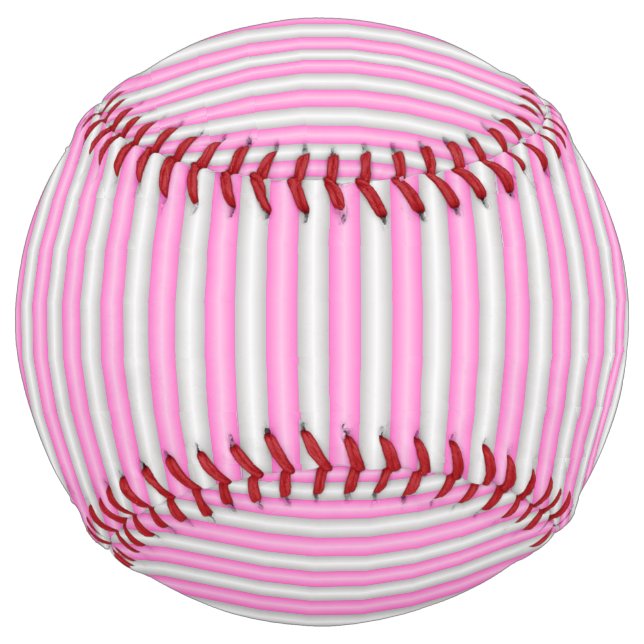 Modern Neon Pink Stripes with 3D Effect Softball (Front)