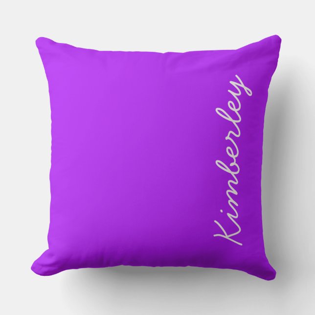 Modern neon purple trendy fashion colours monogram cushion (Front)