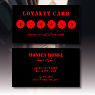 Modern Neon Red Black Loyalty Cards