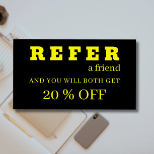 Modern Neon Yellow Black Referral Cards