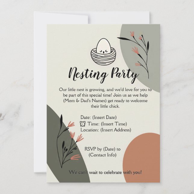Modern Nesting party for new to be parents Invitation (Front)
