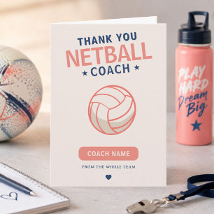 Modern Netball Team Player Coach Thank You Card