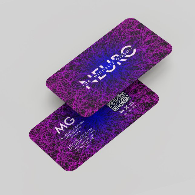 Modern Neurologist Neuroscientist Psychologist Business Card (Modern Neurologist Neuroscientist Psychologist Purple Neuron Business Card
)