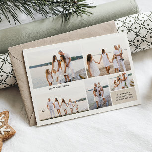 Modern Neutral 5 Photo Elegant Double Sided Holiday Card