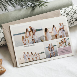Modern Neutral 5 Photo Elegant Double Sided Holiday Card