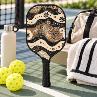 Modern Neutral Abstract Geometric Art Pickleball Paddle