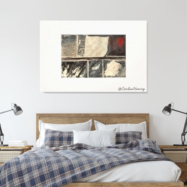 Modern Neutral Abstract Textured Art Canvas Print (Insitu(Bedroom))