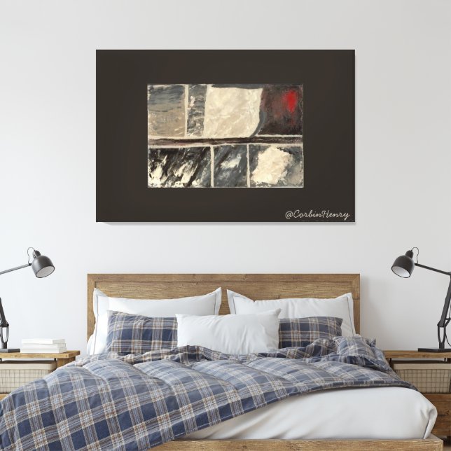 Modern Neutral Abstract Textured Art Canvas Print (Insitu(Bedroom))