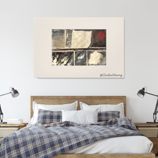 Modern Neutral Abstract Textured Art Canvas Print (Insitu(Bedroom))