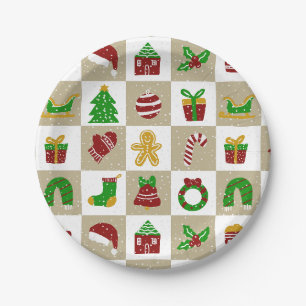 Modern Neutral Beige Christmas Snow Paper Plate