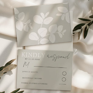 Modern Neutral Beige  Eucalyptus Wedding RSVP Card
