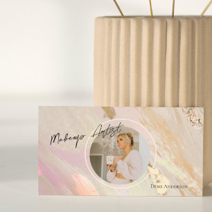 Modern Neutral Blush   Makeup Artist Business Card