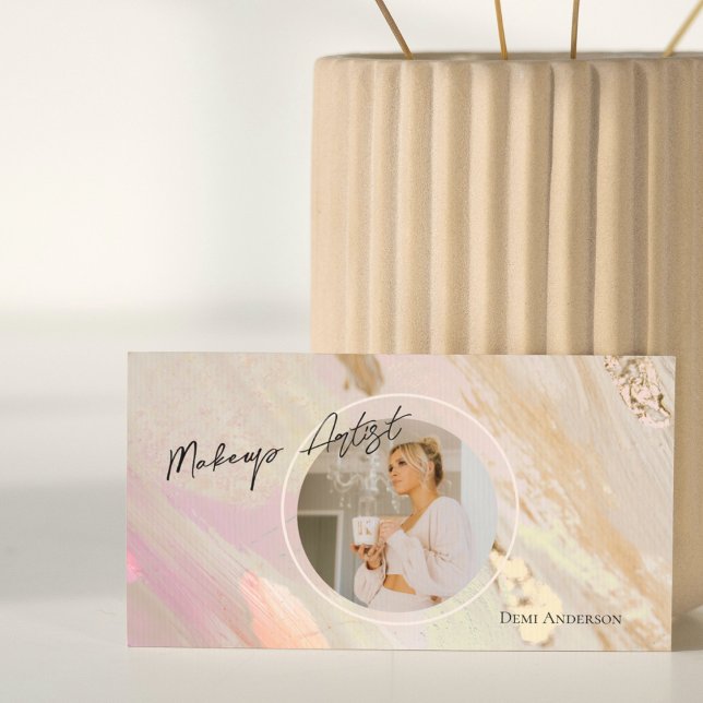 Modern Neutral Blush | Makeup Artist Business Card (Creator Uploaded)