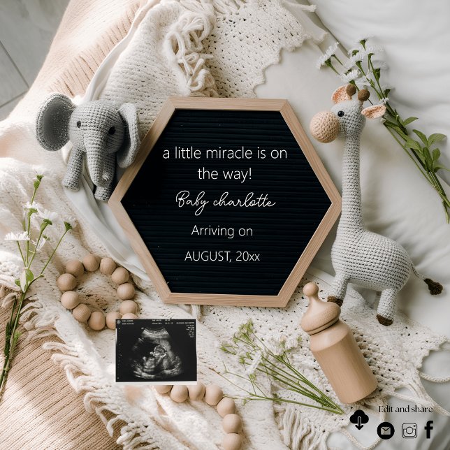 Modern Neutral boho pregnancy announcement  (Creator Uploaded)