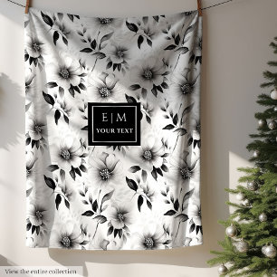 Modern neutral botanical blanket custom name