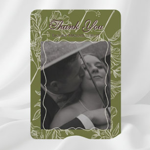 Modern Neutral Botanical Wedding Flat Thank You Card