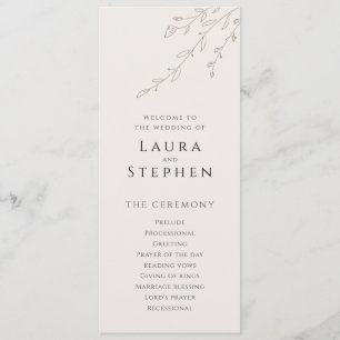 Modern Neutral Botanical Wedding Programs Programme