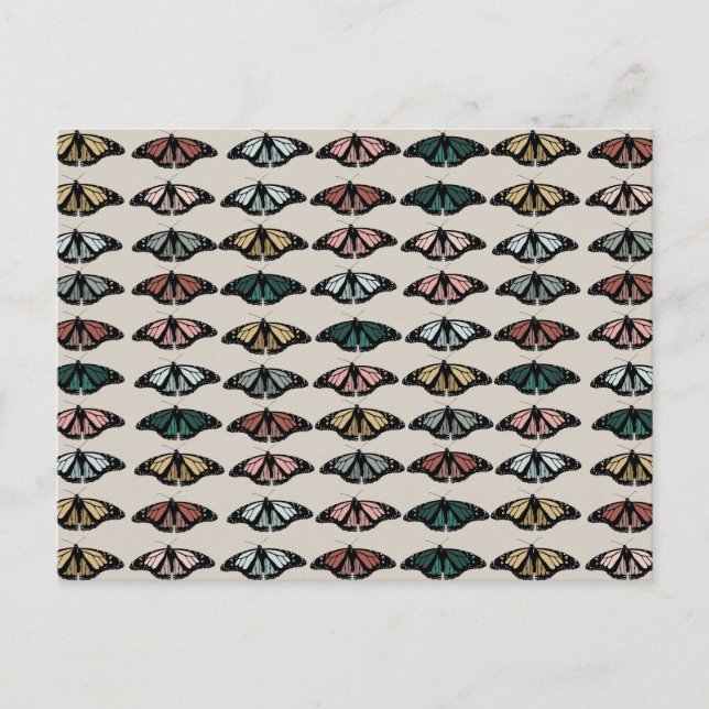 Modern Neutral Butterflies Garden Pattern Holiday Postcard (Front)