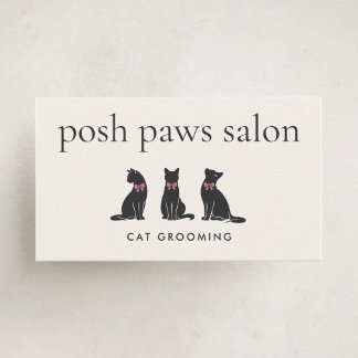 Modern Neutral Cat Grooming Business Card