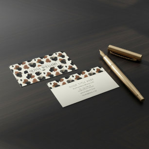 Modern Neutral Chocolate Cow Print Aesthetic Business Card