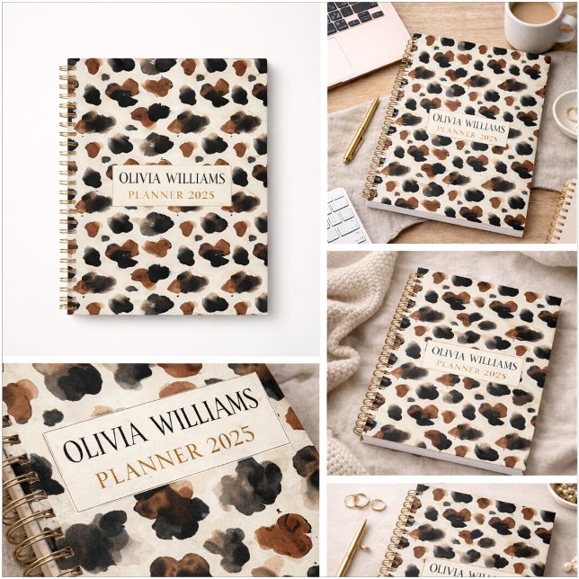 Modern Neutral Chocolate Cow Print Aesthetic Planner (Creator Uploaded)
