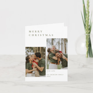 Modern Neutral Christmas Family Photo Folded Holiday Card