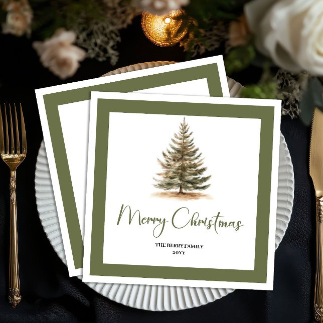 Modern Neutral Christmas Tree Family Napkins (Modern Neutral Christmas Tree Family Napkins)