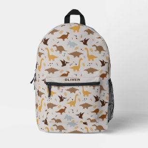 Modern Neutral Cream Dinosaur Dino Pattern Printed Backpack