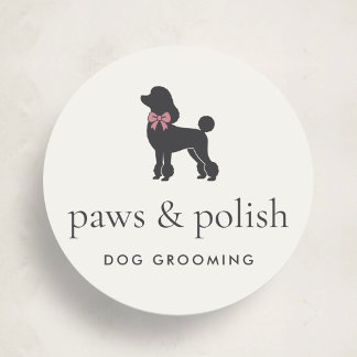 Modern Neutral Dog Groomer Logo Classic Round Sticker