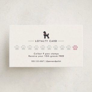 Modern Neutral Dog Groomer Loyalty Card   Editable