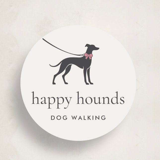 Modern Neutral Dog Walker Logo Classic Round Sticker (Creator Uploaded)