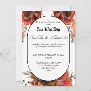 Modern Neutral Floral Rustic Elegant Dried Invitation