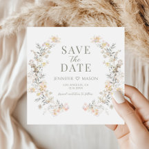 Modern Neutral Floral Save The Date Photo Invite