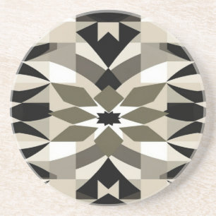 Modern Neutral Geometric Sand ston Print Earth Coaster