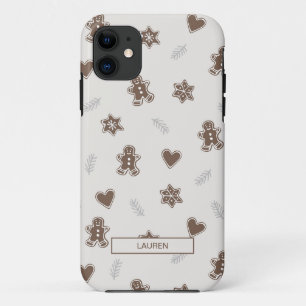 Modern Neutral Gingerbread Christmas Name Pattern Case-Mate iPhone Case