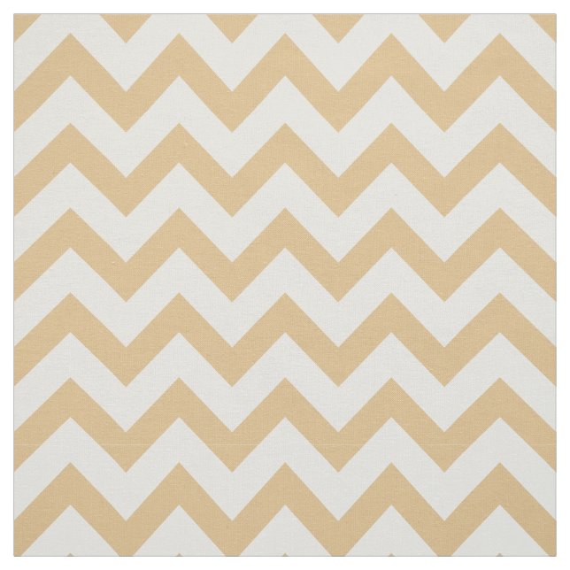Modern neutral gold and white chevron pattern fabric (Swatch)