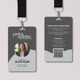 Modern Neutral Grey Employee ID Card – QR Business ID Badge