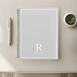 Modern Neutral Grey Family Name Planner<br><div class="desc">Custom-designed planner notebook featuring classic modern family name monogram design on neutral earthy colour background.</div>