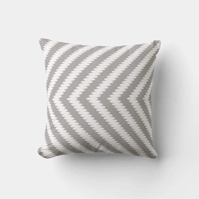Modern Neutral Light Grey & White Zigzag Arrows Cushion (Front)